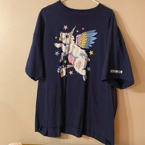 Killer Bob Graphics, Men's Blue SS T-shirt, 100% Cotton, 3XL - Unicorn bear